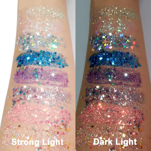 16 Colors Chunky Holographic Body Glitter with Glue - SIUSIO