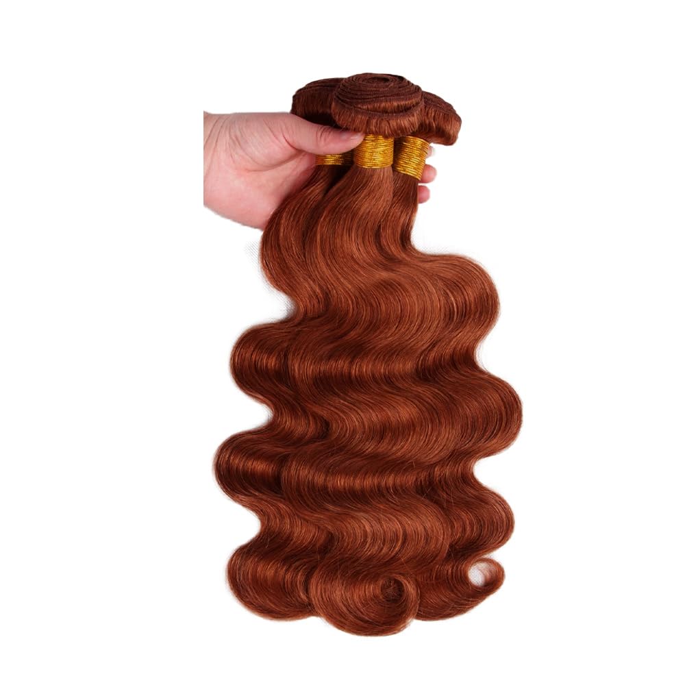 30 32 34 Inch Auburn Bundles Human Hair Copper Body Wave Bundles Huxowax Brazilian Virgin Soft And Silky Remy Hair Extensions Color 33 Body Wave Bundle Double Weft Hair Weave 150g