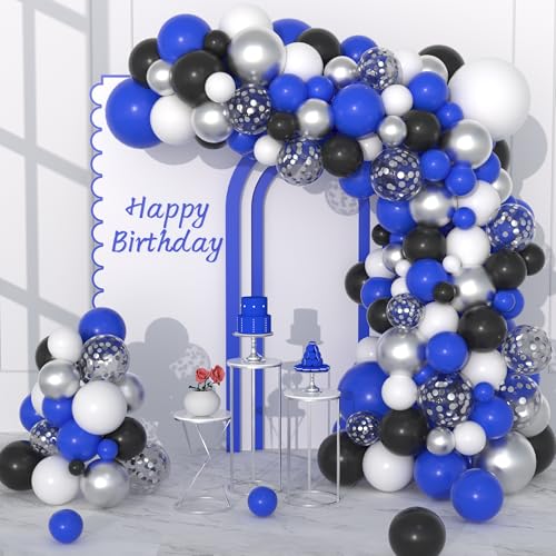 Blue Black and White Balloon Garland Arch Kit - 142PCS for Celebrations