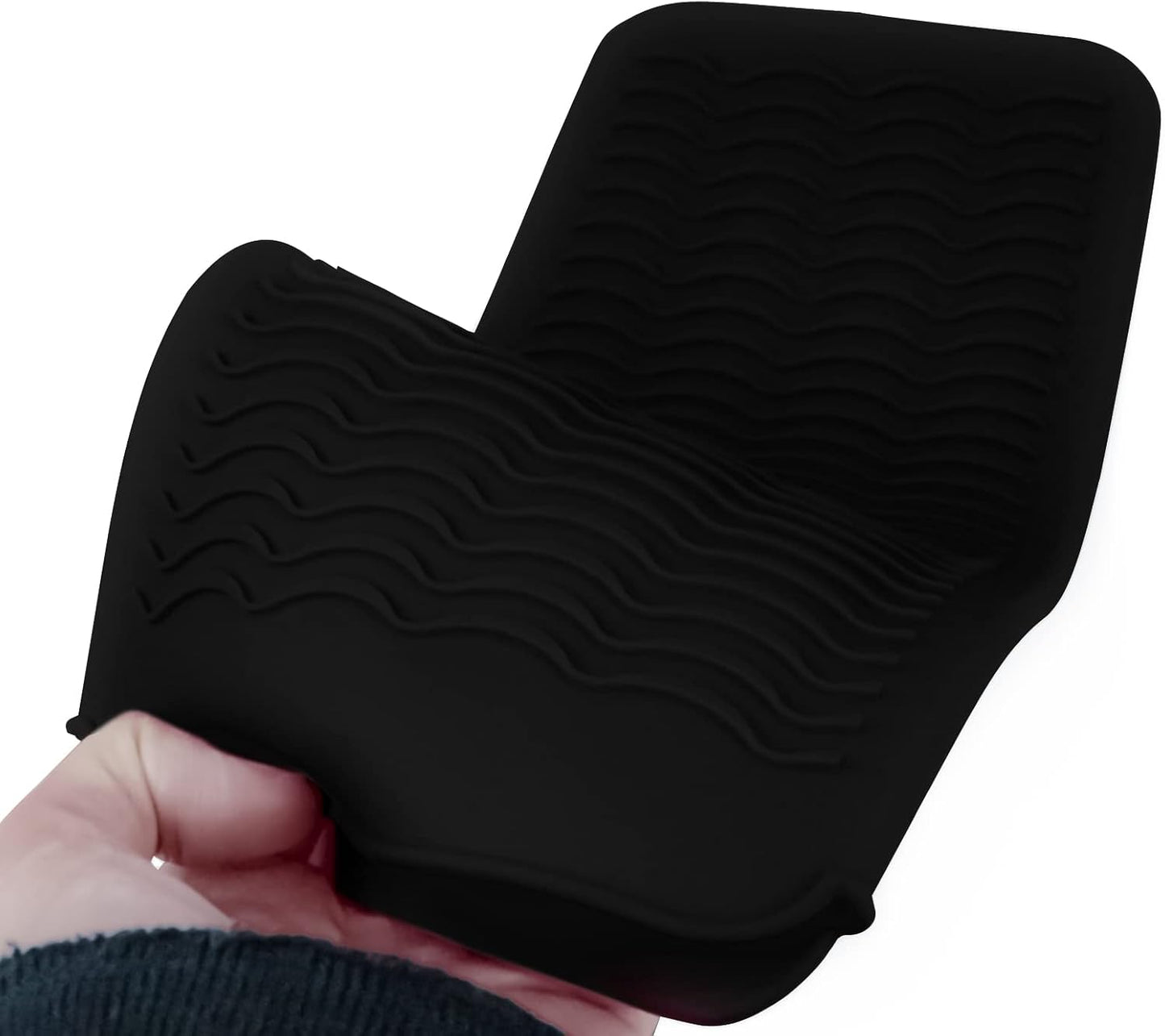 Silicone Heat Resistant Mat for Hair Tools - Pouch for Curling Iron & Straightener | Black