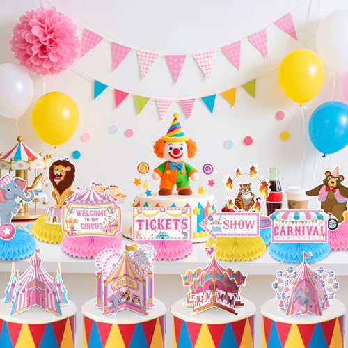 Circus Theme Honeycomb Centerpieces - 20pcs Birthday Party Decorations