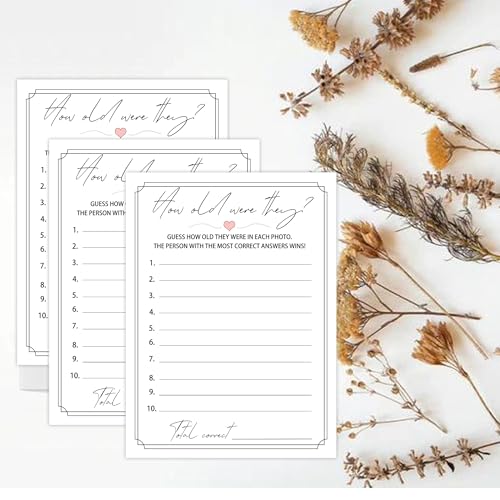 50 Pcs Age Photo Game Cards for Bridal & Baby Showers - 4x6