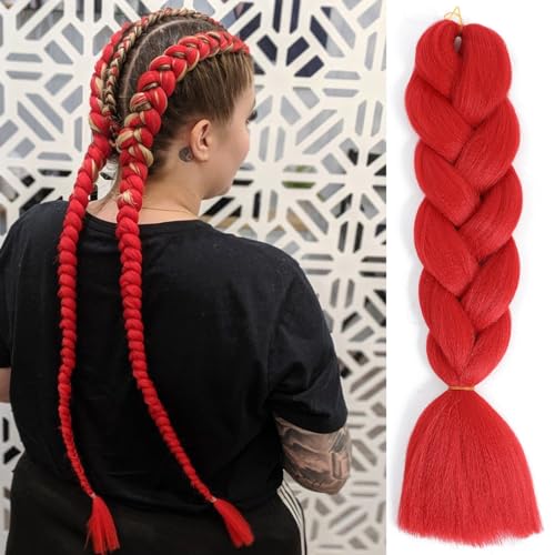 Herina 24-Inch Red Braiding Hair Extensions - Jumbo Synthetic Braids