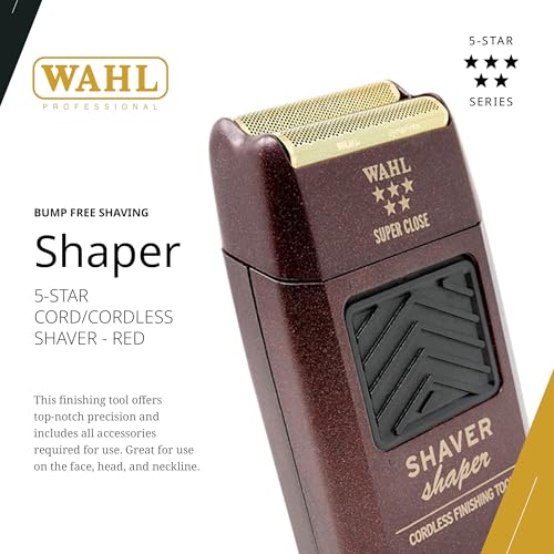 Wahl Professional 5 Star Series Shaver/Shaper, Cord/Cordless Finishing Tool, Rechargeable NiCad Battery, Up to 60 Minutes Runtime, Bump-Free Ultra-Close Shave
