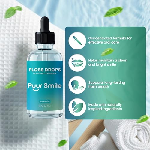 Puur Smile Concentrated Floss Drop Serum, Spearmint - 2oz Water Flosser Additive