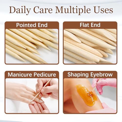 GOLD HONEY 500PCS Orangewood Cuticle Pusher Sticks, 4.5-Inch Manicure Tool