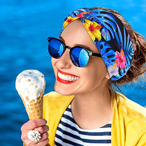 Jutom 10 Pcs Boho Hawaiian Headbands for Women, Wide Floral Beach Hair Wraps