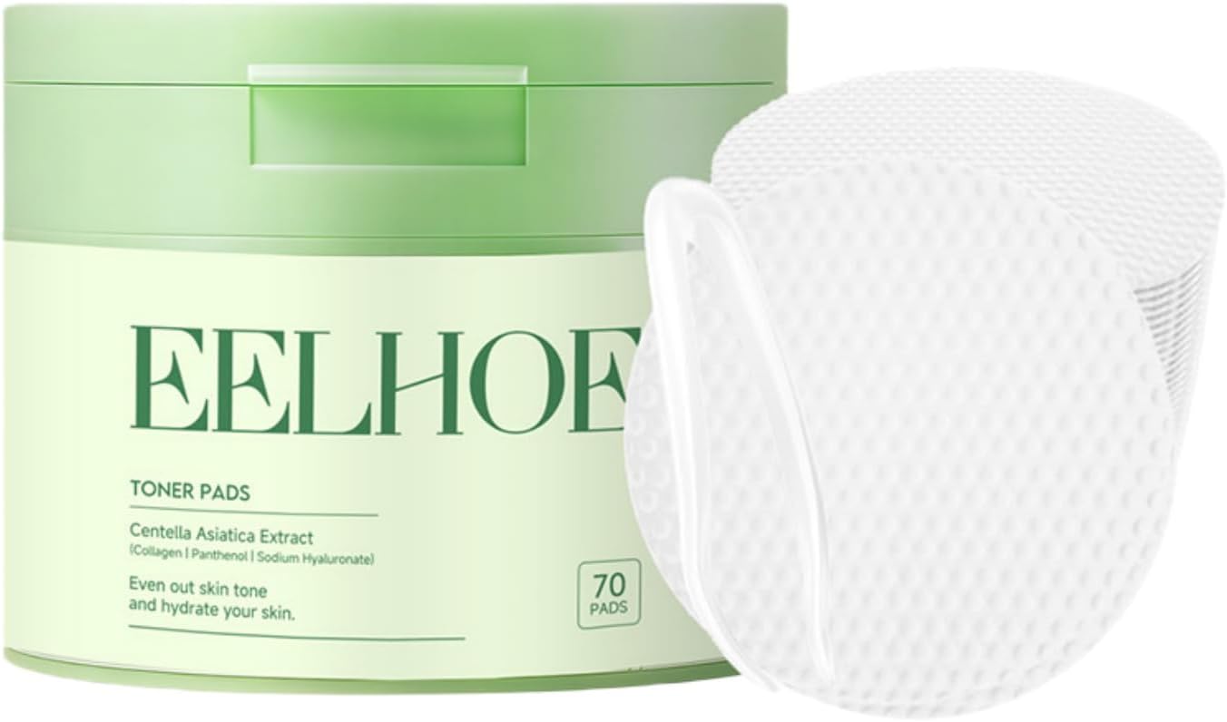 Toner Pads - 70 Count Centella Asiatica & Collagen Infused for Even Skin Tone | Hydrating & Repairing Dark Spots