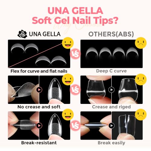 UNA GELLA Short Almond Nail Tips 450PCS - A1-Short Almond Fake Acrylic Nails