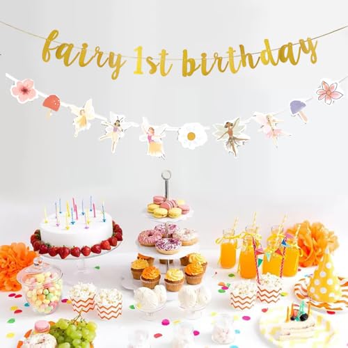 Fairy 1st Birthday Banner Set - Garden Theme Party Decoration