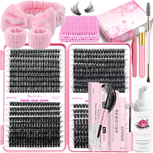 DNSGOOR DIY Lash Extension Kit with 684 Clusters, Bond, Seal, and Shampoo