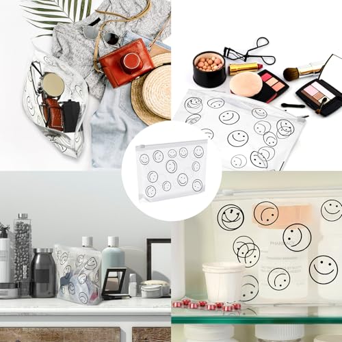 Silkfly 50-Pack Clear Makeup & Toiletry Bags with Cute Face Design