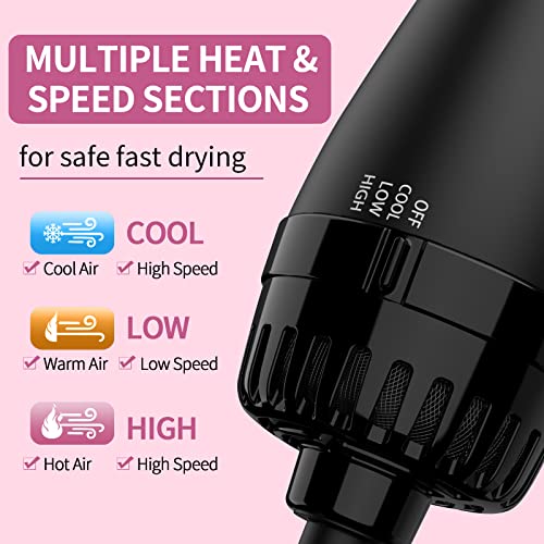 Hair Dryer Brush Blow Dryer Brush in One, Upgraded 4 in 1 Hair Dryer and Styler Volumizer with Negative Ion Anti-frizz Ceramic Titanium Barrel Hot Air Hair Straightener Brush