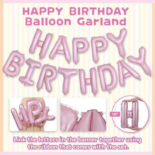 Pink Happy Birthday Balloon Garland Set with Number 11 Balloon