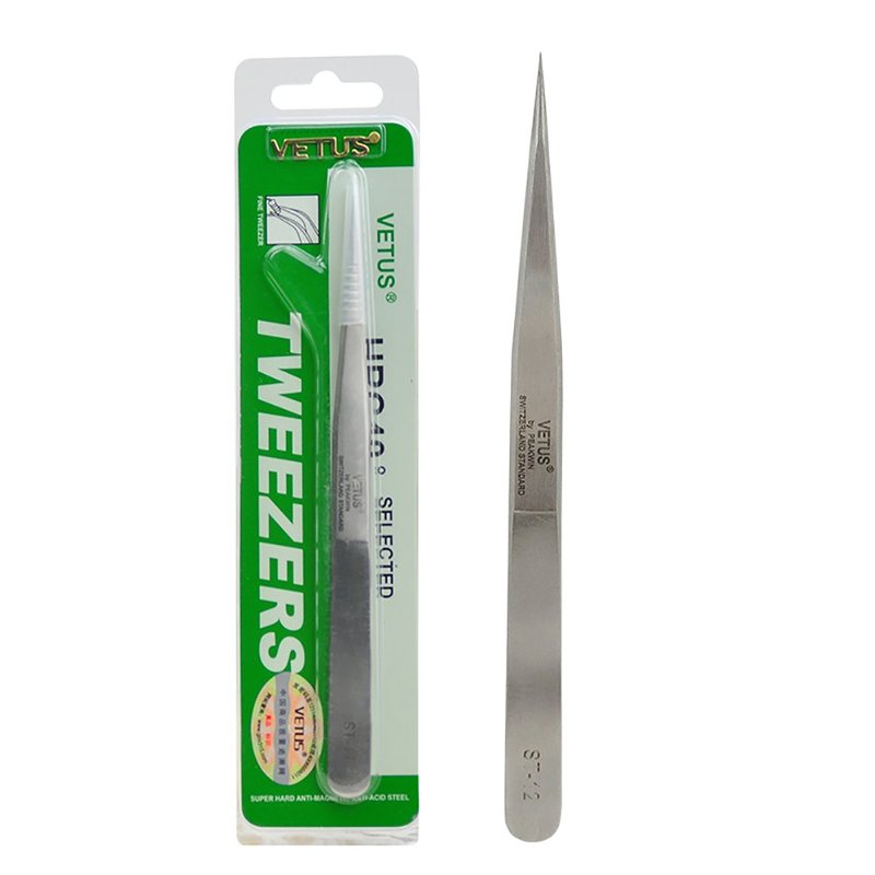 LASHVIEW Lash Tweezer, Vetus Straight Pointed Eyelash Tweezers for Profissional Grafting Eyelash Extension, Stainless Steel Needle Nose Tweezers for Lash Extension Stickers Precision Electronics, ST12