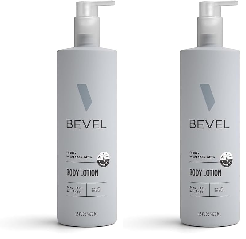 Bevel All Day Body Lotion for Men, Shea Butter & Argan Oil, 16 Oz (2 Pack)