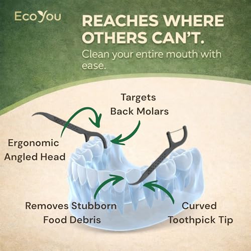 EcoYou Biodegradable Floss Picks - Mint Mint Flavor, 200 Count (4 Pack)