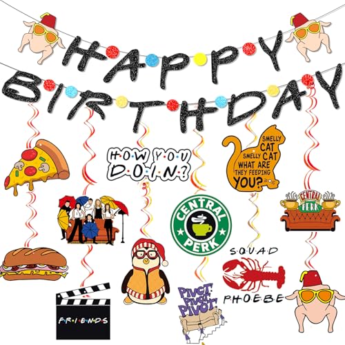 Friends Birthday Banner with Themed Cutouts - 6.5 Feet Decoration