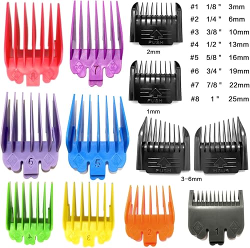 Professional 12 Pack Hair Clipper Guards Set - 1/24" to 1"