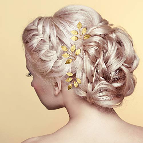 Bride Gold Leaf Hair Pins (6 Pack) Vintage Wedding Accessories