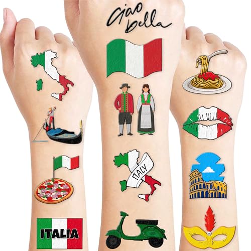 60 PCS Italian Flag Temporary Tattoos for Parties & Kids