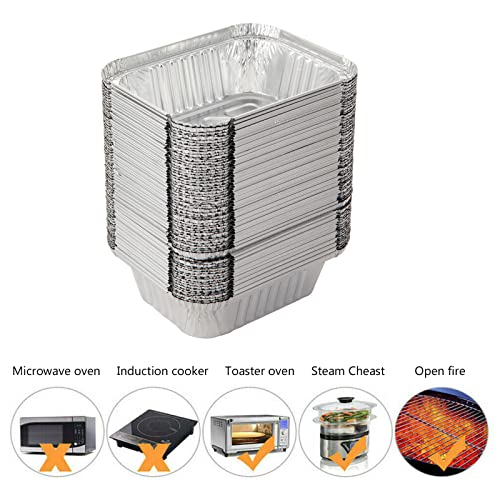 Waytiffer 50 Pack Disposable Aluminum Foil Pans with Lids, 5.5" x 4.5"