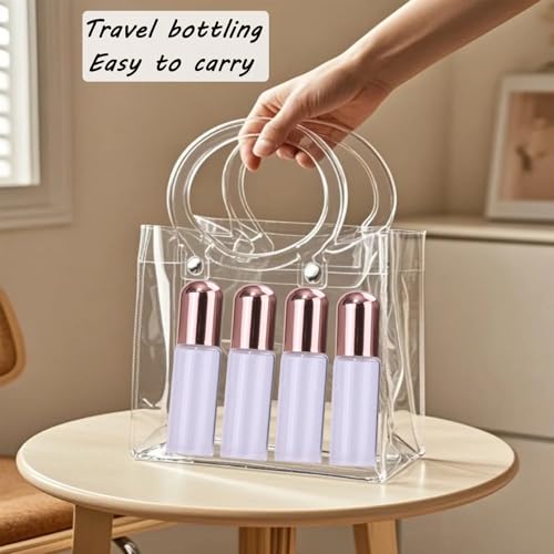 Clear Glass Essential Oil Roller Bottles 5ml Pack with Rose Gold Caps, Mini Refill Vials