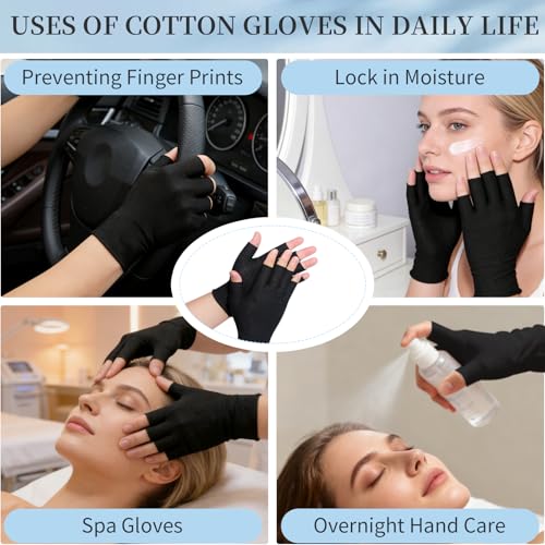 Fingerless Cotton Gloves for Moisturizing & Skincare | Touchscreen-Friendly