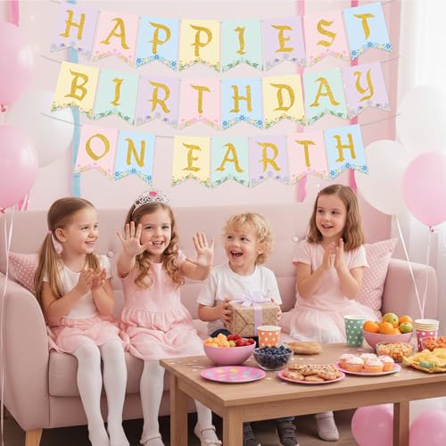 Happiest Birthday on Earth Banner - Princess Theme Decor