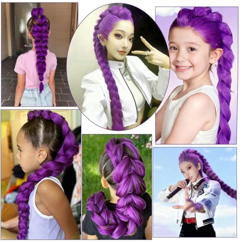 BEFUNNY 24 Inch Purple Pre Stretched Braiding Hair 5 Packs for Natural Braid & Twist Styles