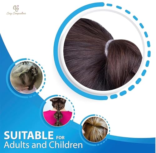 Clear100 Mini Hair Elastics for Thin Hair - 100 Pack, Plastic Wire Ties by Cosy Companions