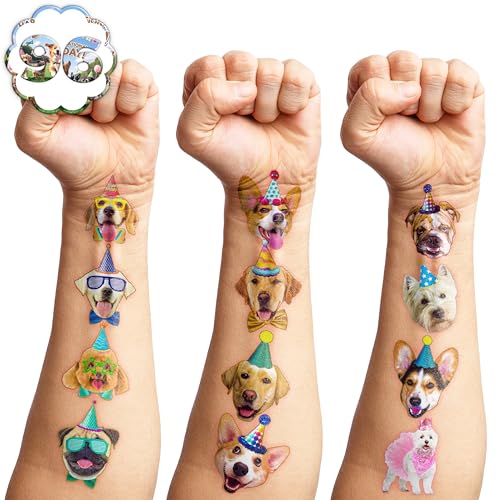 Dog Temporary Tattoos - 60PCS Waterproof Stickers for Kids & Pets