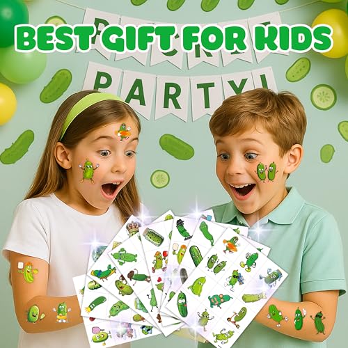 MeoIsDaBest Medium 96 PCS Funny Pickle Temporary Tattoos Kids Party Pack
