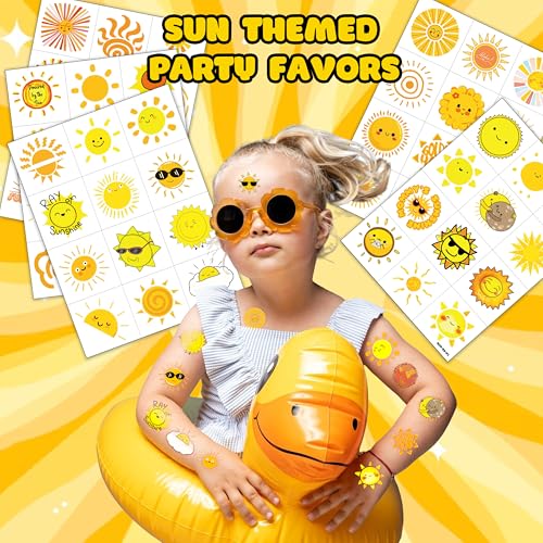 60 PCS Sunshine Temporary Tattoos for Kids - Boho Party Favors