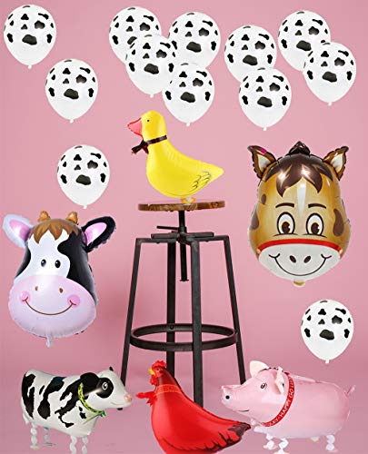 43pcs Farm Animal Balloons Set - Cow, Chicken, Duck, Pig Decorations