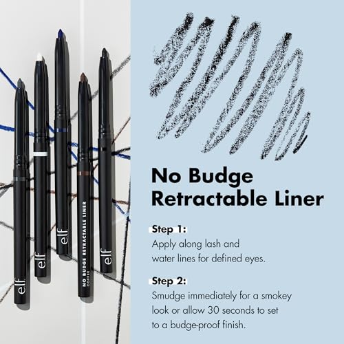 e.l.f. No Budge Retractable Eyeliner - Waterproof, Creamy & Vegan, Ruby