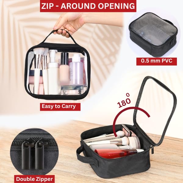 Bolsafy Clear Makeup Bags Set - TSA Approved, 1 Large & 1 Medium