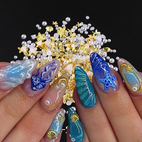 100 Pcs Starfish Nail Charms - Ocean Style Nail Art Gems
