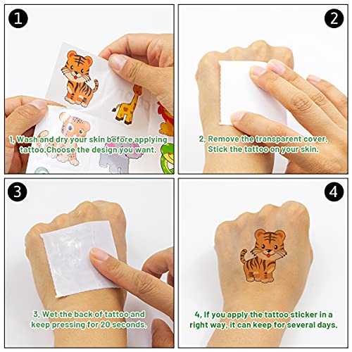 60 Pcs Safari Animal Temporary Tattoos for Kids Birthday Party