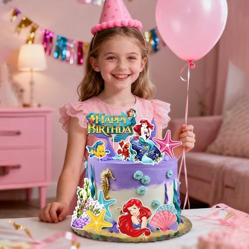 Mermaid Cake Decorations Set - 10 Ocean Themed Toppers for Birthdays
