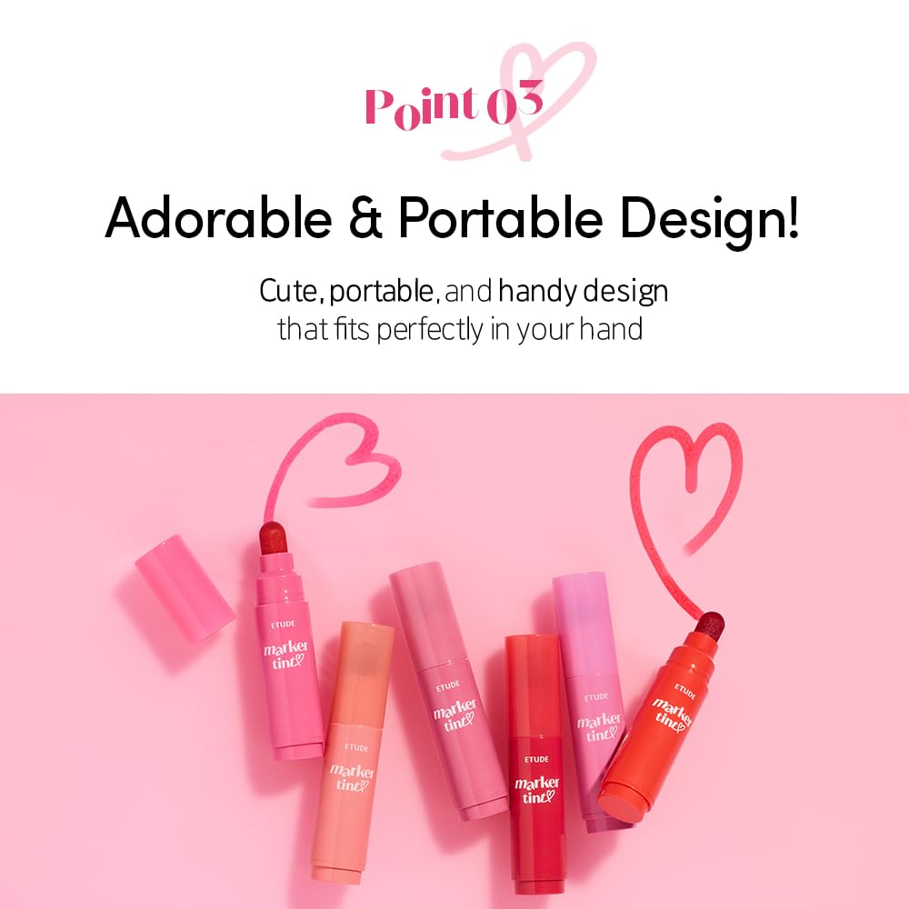 Dear Darling Marker Tint - Hydrating Long Lasting Lip Stain #5 Pink Tangerine (5g) | High Pigment Kbeauty Lip Tint