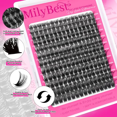 MilyBest 100D Lash Clusters Kit | 10-18mm D Curl Eyelash Extensions
