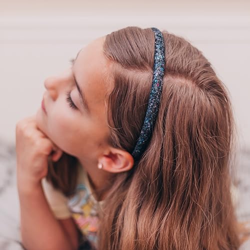 Glitter Headbands for Girls - 6 Pack in Pink, Purple, Gold, Rainbow