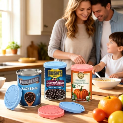 Silicone Can Lids - 4 Pack Reusable 3 Inch Covers for Canned Food