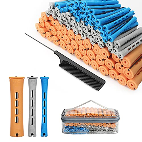 BELICOO 108-Piece Hair Perm Rods Set with Tail Comb - 3 Sizes Heatless Curlers
