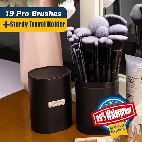Bueart Design 19-Piece Professional Makeup Brush Set with Travel Case