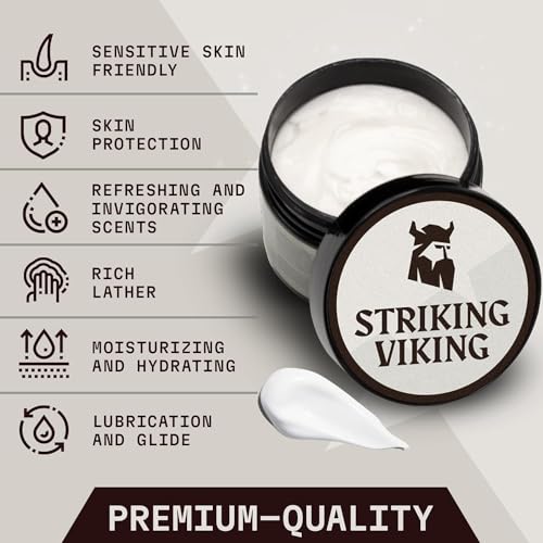Striking Viking Men's Unscented Shaving Cream 5.3 Oz - Sensitive Skin Formula