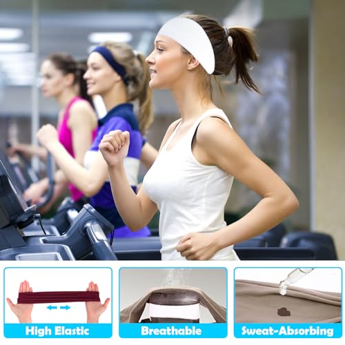 RITOPER Wide Non-Slip Headbands for Women - 10 Pack Soft Yoga Hair Bands