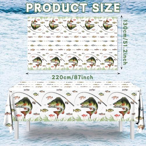 4 Pack Fishing Table Cloths - Bass Theme Party Decorations, 51.2" x 87"