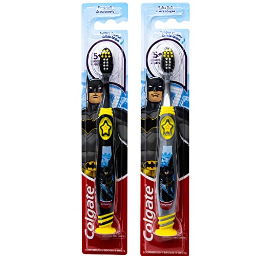 Colgate Batman Toothbrush for Kids 5+ with Suction Cup - 2 Pack